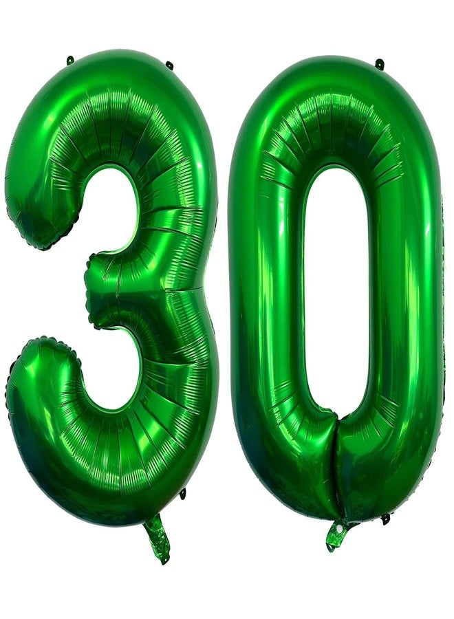 لافوار بالون رقم 30 كبير الحجم من رقائق المايلر الخضراء الداكنة مقاس 40 بوصة من لوفوار، مملوء بالهيليوم، مثالي لحفلات أعياد الميلاد الثلاثين، وحفلات التخرج، ومستلزمات الذكرى السنوية. - Image 1